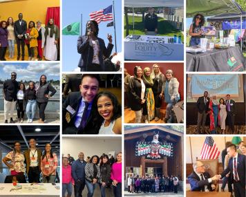 A collage of photos of smiling people, the majority of whom are Office of Equity Staff members.
